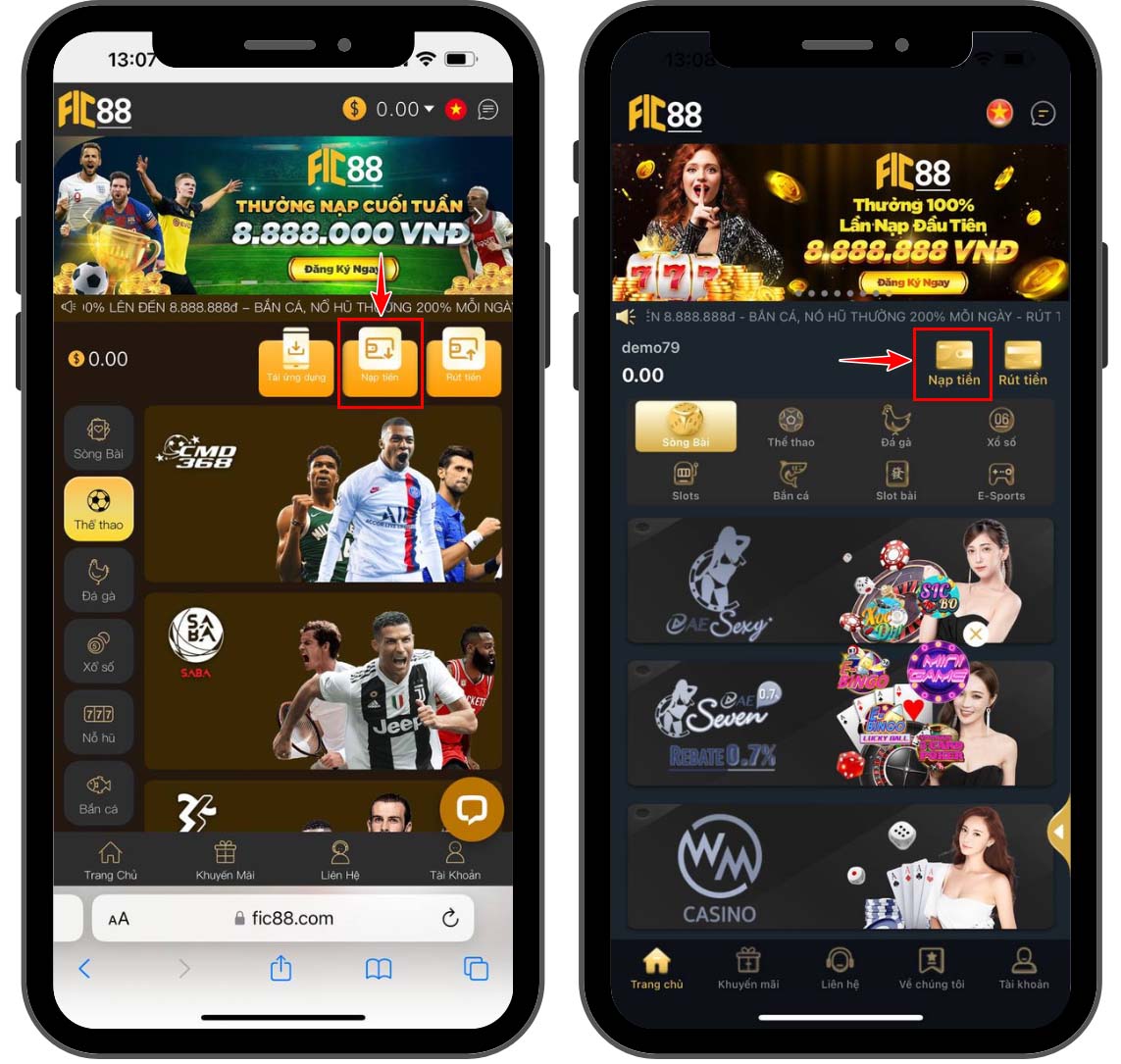 Các dịch vụ đã có mặt tại nhà cái Fic88